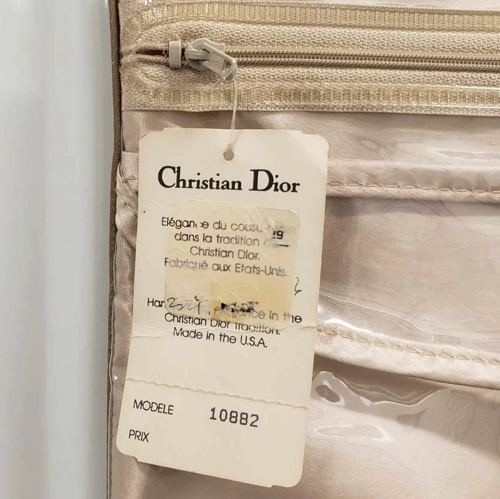 CHRISTIAN‎ DIOR 80s Beige Bag Honeycomb Sacs De Beaute Cosmetic Bag Unisex NEW